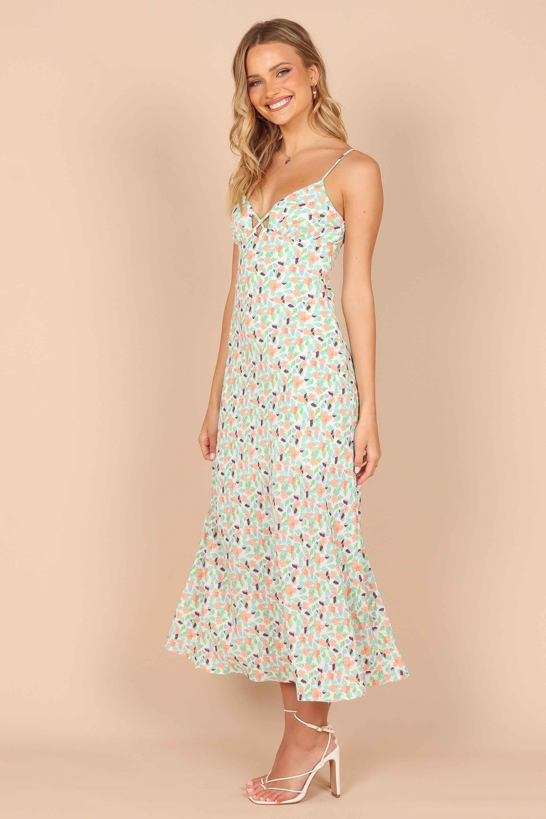 Chiffon Halter V Neck Dress