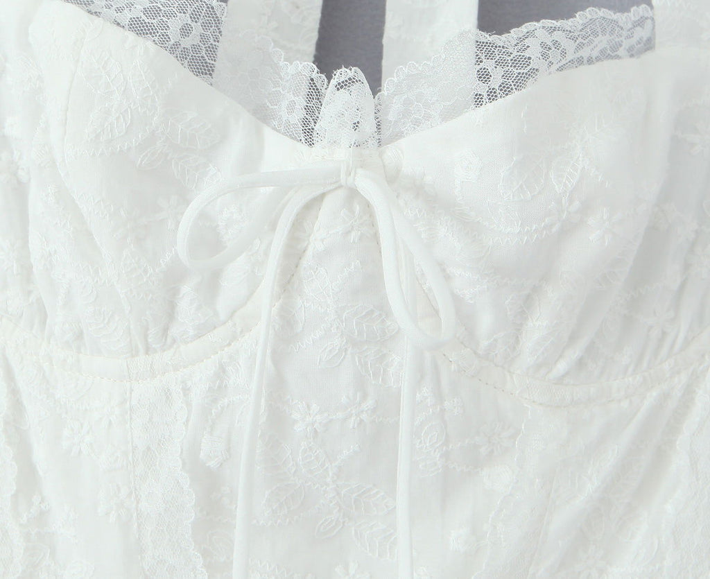 FallFresh Simple Lace Halter Suspender Dress