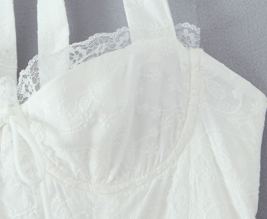 FallFresh Simple Lace Halter Suspender Dress