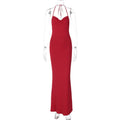 Solid Color Sheath Cutout Backless Halter Maxi Dress for