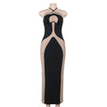 Fall Maxi Dress Elegant Halter Sling Slim Fit Hollow Out Cutout Dress
