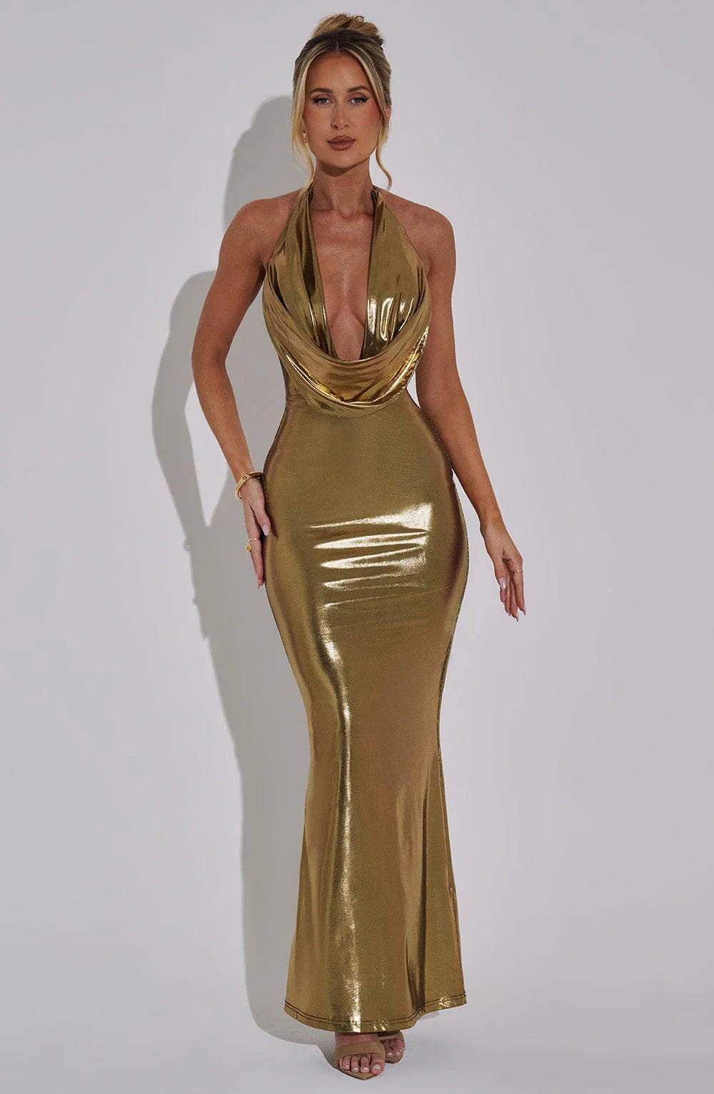 Tight Kardashian Halter Sheath Dress Swing Collar Halterneck