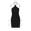 Shirt Collar Halter Backless Slim Fit Hip Bag Dress