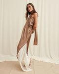 Stitching Halter Satin Dress Evening Dress