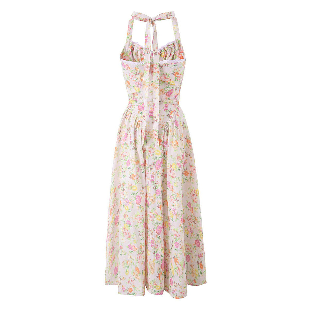 Slim Strap DressPrinted Halter Lace Dress