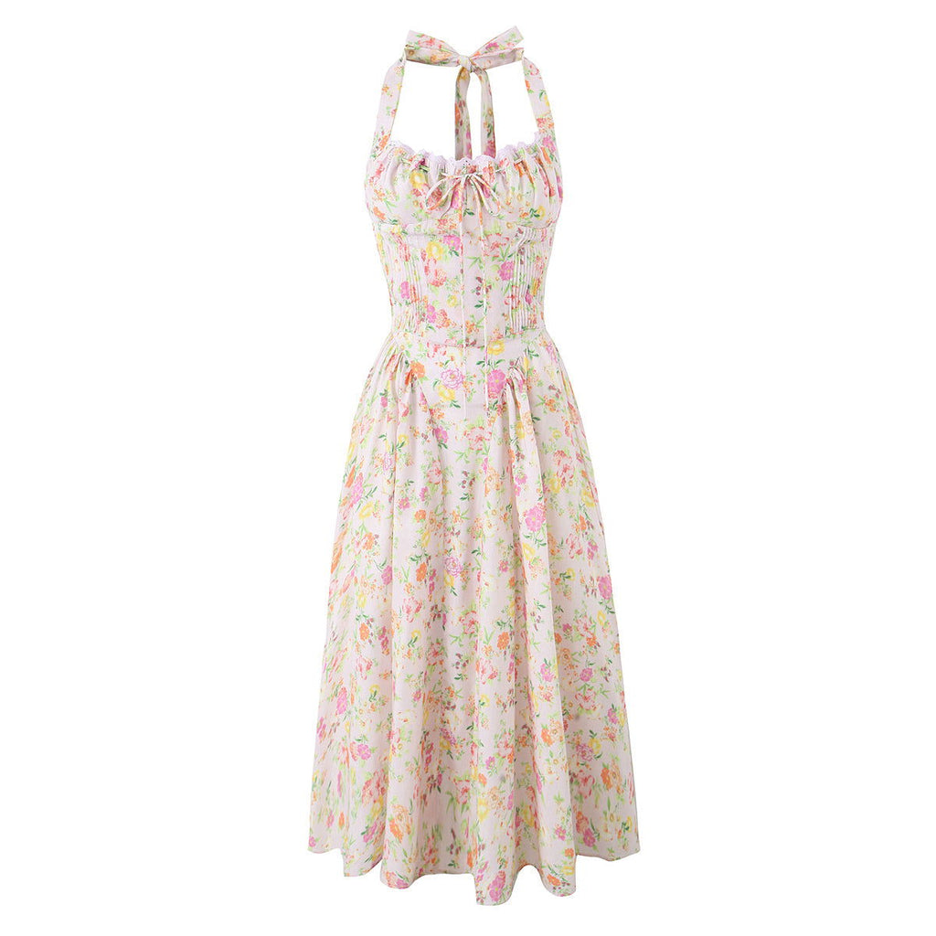 Slim Strap DressPrinted Halter Lace Dress